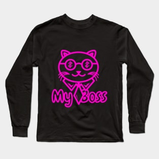 Cat funny my boss design Long Sleeve T-Shirt